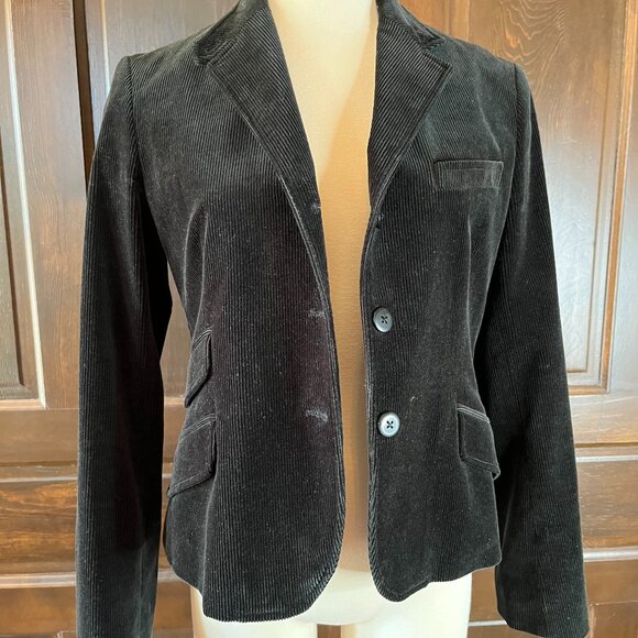 Ralph Lauren Blue Label Women's 10 Black Corduroy Blazer 3 Button Vintage Cotton - Picture 7 of 11